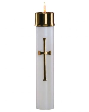Refillable Christ Candle - brass finish decal